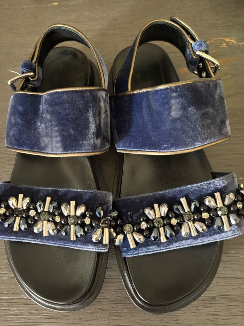 Marni Women's Fussbett Embellished Velvet Slingback Sandals - Picture 3 of 13